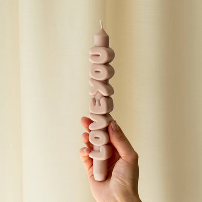 Bougie conique JE T'AIME - Fait main - Bougies coniques 3D de 9 pouces: Beige