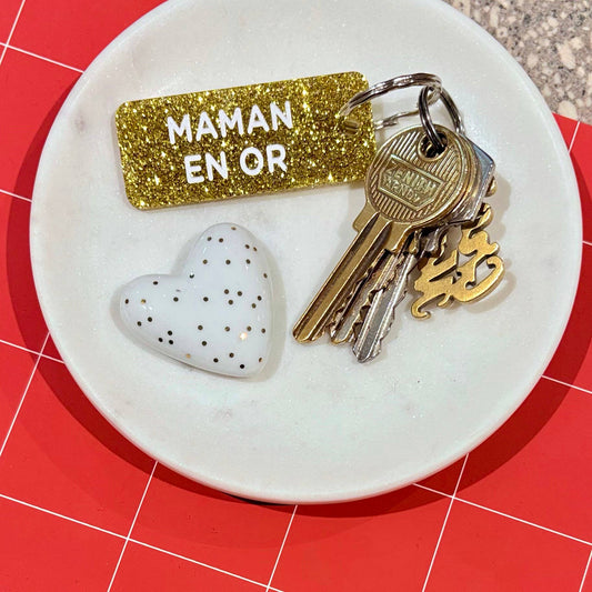 MAMAN EN OR Porte-clés à paillettes