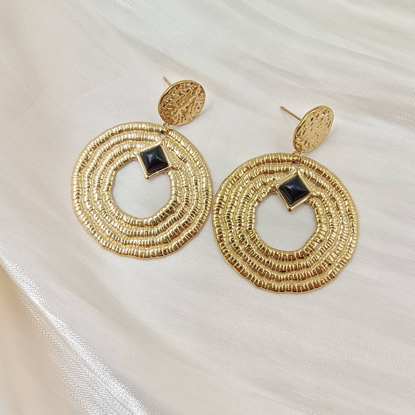 Boucles d'oreilles pendantes - Paige: Agate blanche / Tu [1]