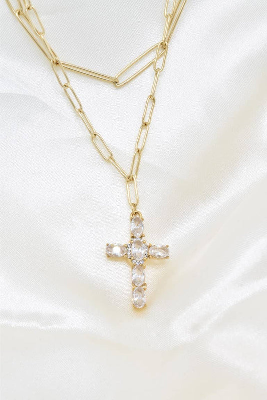 Collier croix en acier inoxydable - BJ210234OR-BC