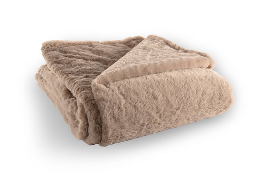 Plaid RUBY - imitation fourrure de lapin - 150x200 cm: Taupe