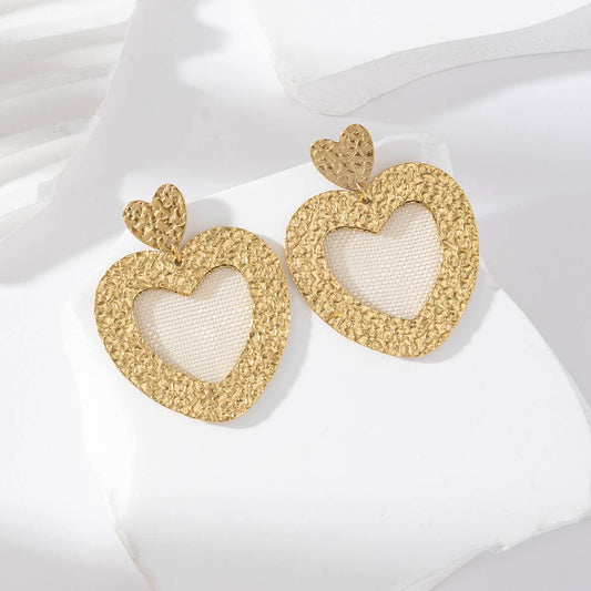 Boucles d'oreilles pendantes coeurs - Léonie: Gold / Tu [1]
