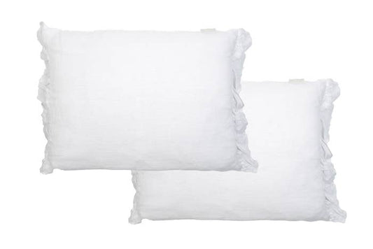 Coussin vintage en lin Quirine Pure White 50x40