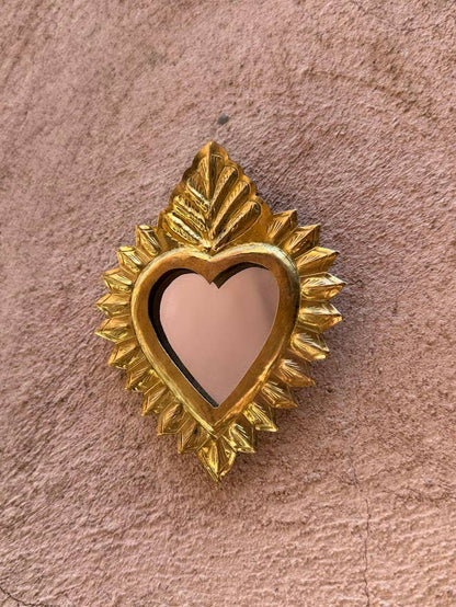 Miroir CLASSIC HEART taille S, bronze, or