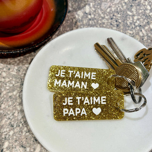 JE T'AIME MAMAN Porte-clés à paillettes
