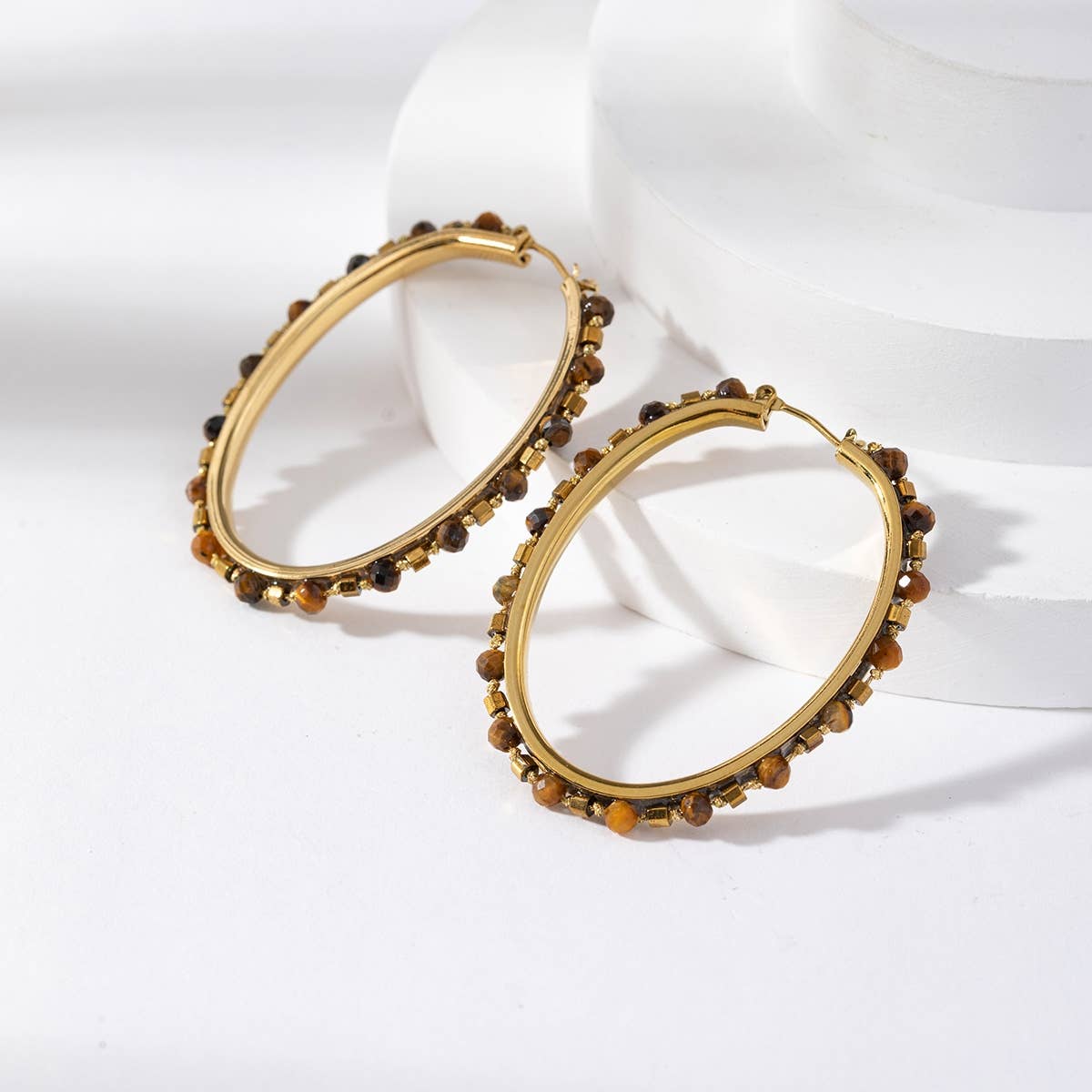 Boucles d'oreilles créoles - Amani: Turquoise africaine / Tu [1]