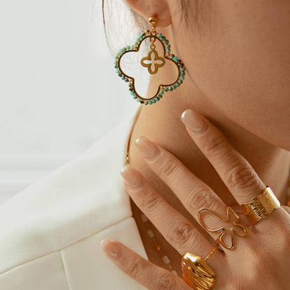 Boucles d'oreilles pendantes - Elara: Taupe / Tu [1]