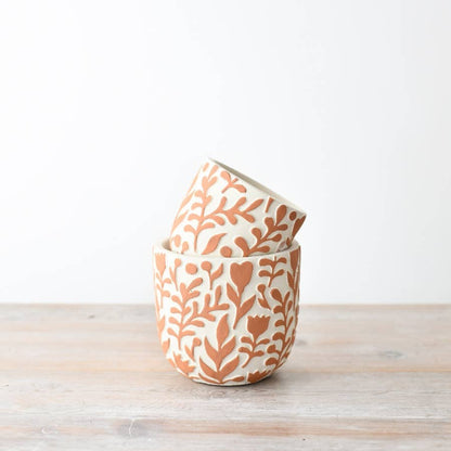 Pot de plante design fleur orange, 11 cm