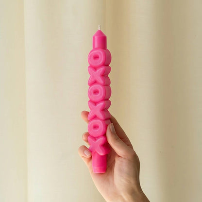 Bougie conique XOXOXO - Fait main - Bougies coniques 3D: Rose