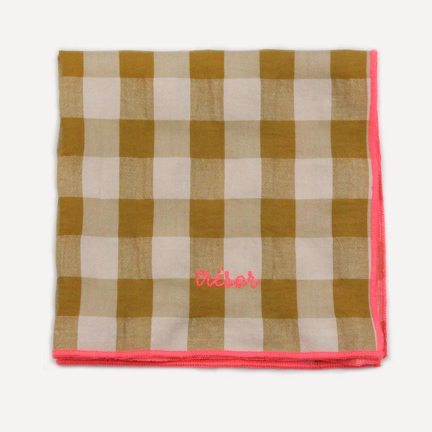 Serviettes de table à carreaux vichy et broderies: Mama