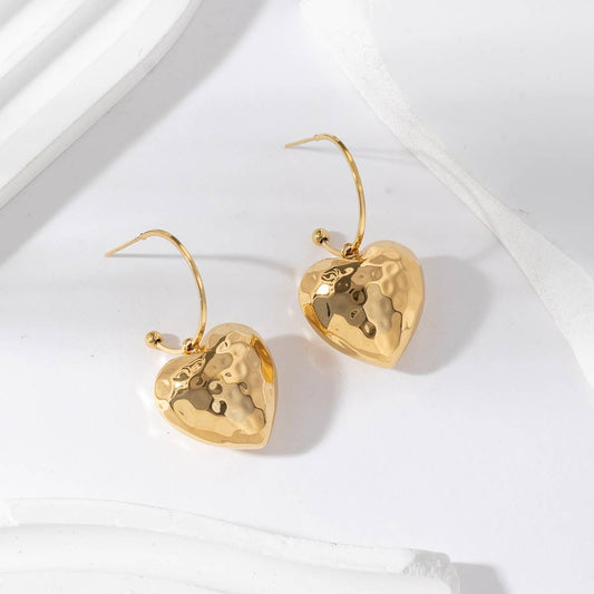 Boucles d'oreilles créoles coeurs - Maëlys: Gold / Tu [1]