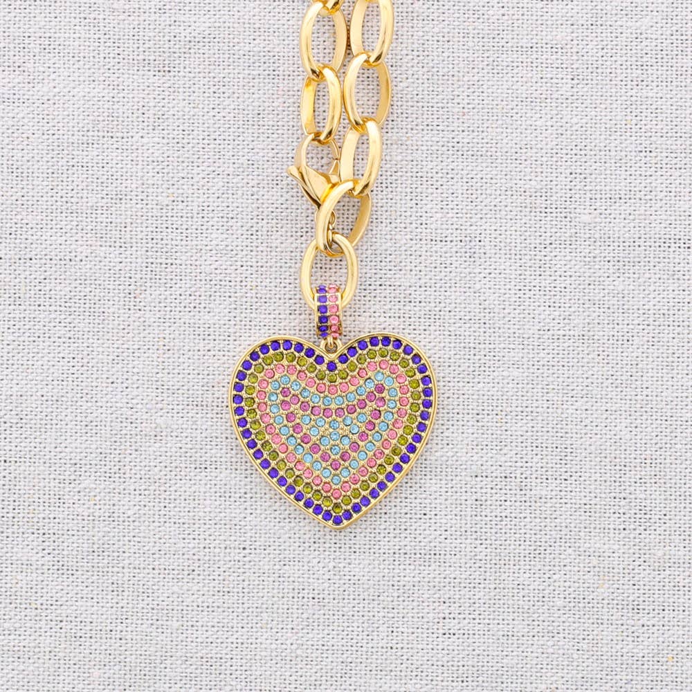 Collier en acier avec pendentif cœur en cristal: Combiné 3