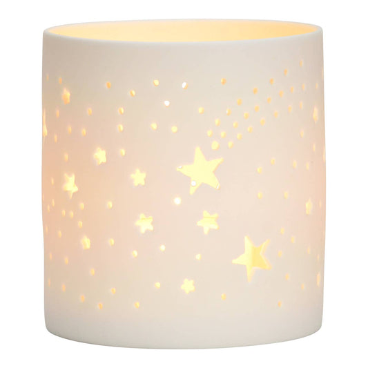 Photophore étoile décoratif en céramique, blanc (L/H/P) 7x8x7cm