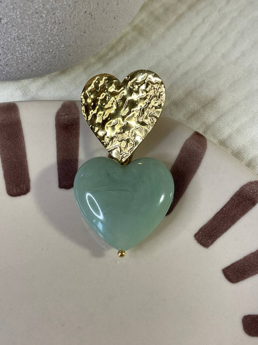 Charlie, boucles d'oreilles: Coeur ambre