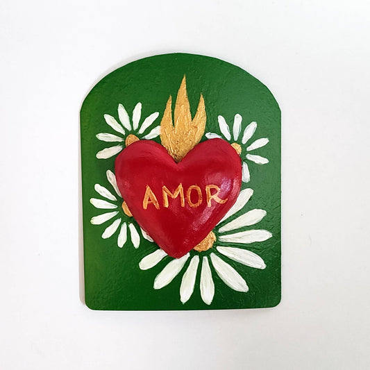 Retable, ex voto, milagrito mexicain, décoration murale, exvoto: Vert