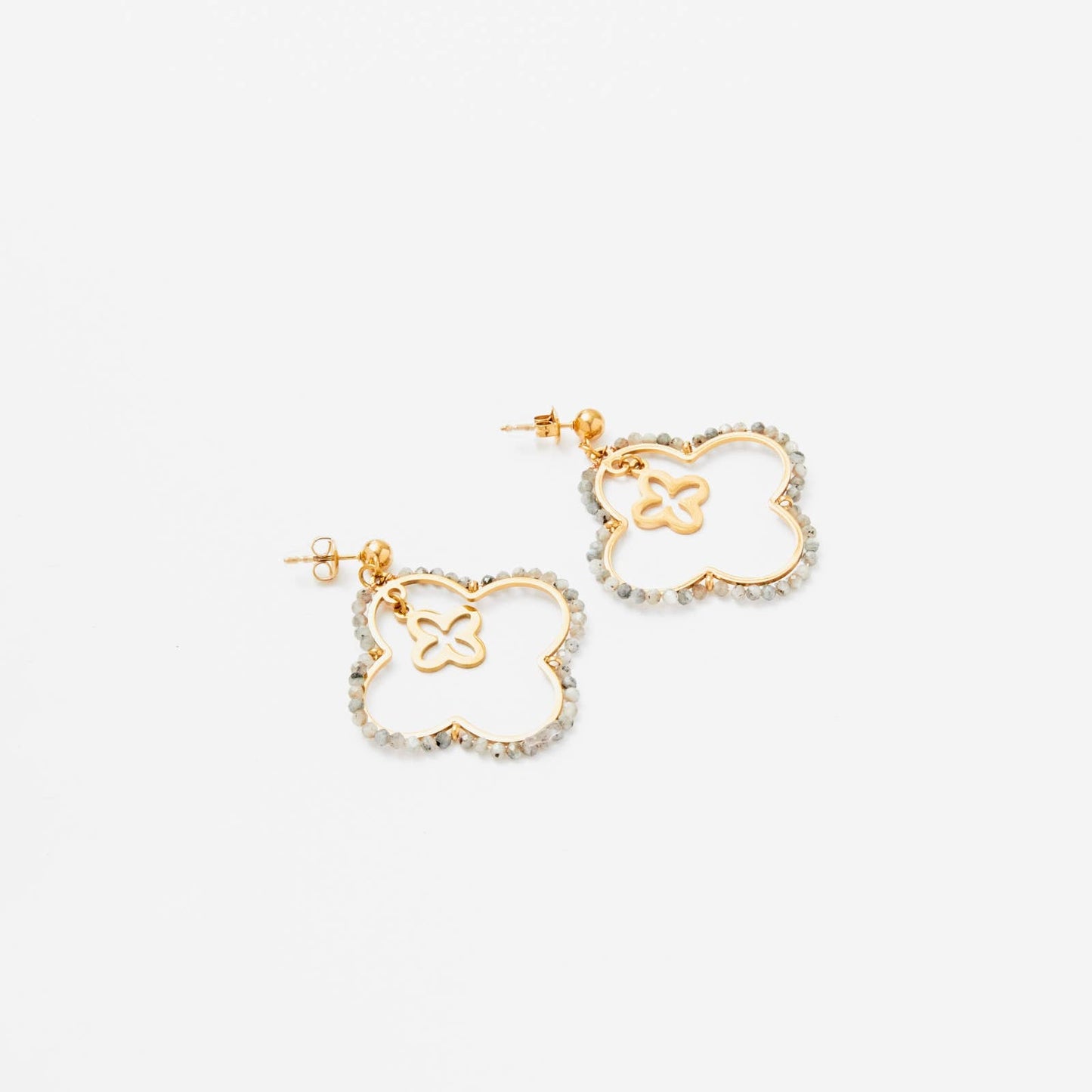 Boucles d'oreilles pendantes - Elara: Taupe / Tu [1]