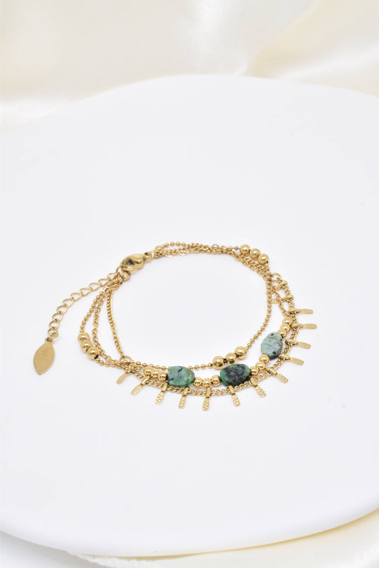 Bracelet trois rangs en acier inoxydable - BR210221OR-VR