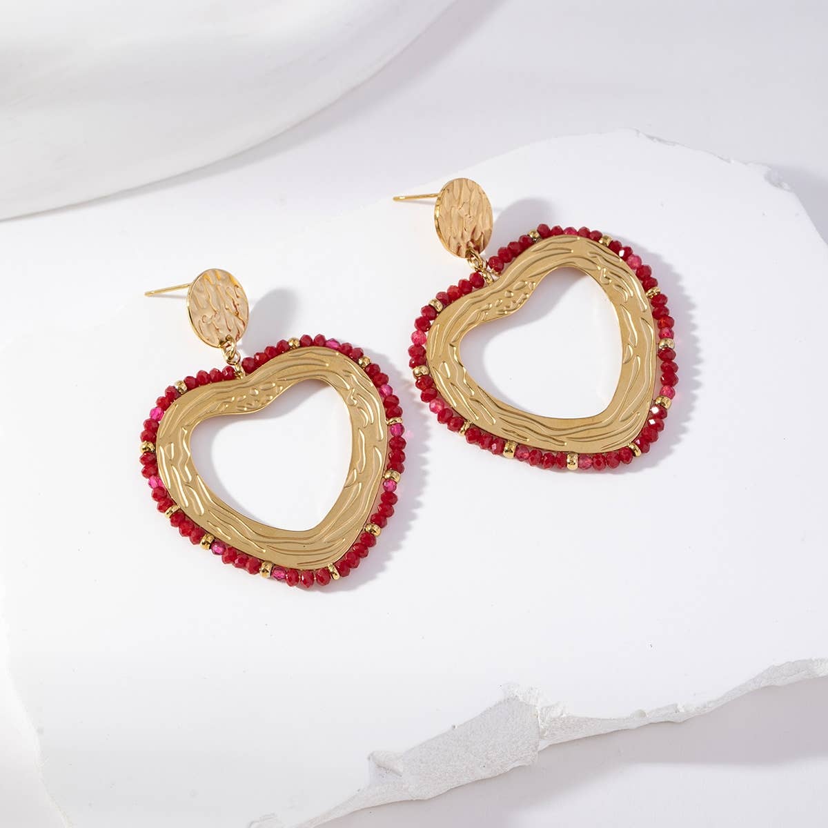 Boucles d'oreilles pendantes coeur - Nola: Multicouleur / Tu [1]