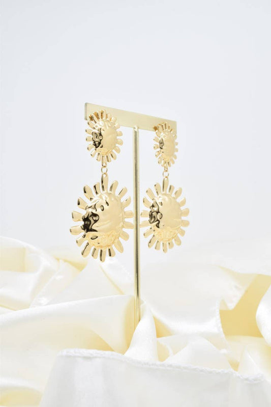 Boucles d'oreilles soleil en acier inoxydable - BO100326: Doré