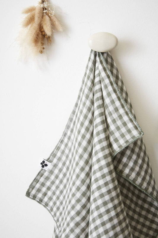 2 ESSUIE-MAINS 50 x 70 cm VICKIE Romarin: Double gaze de coton - 125 gr/m² / OEKO TEX - BSCI - TRAITEMENT DES EAUX USÉES / 100% Coton
