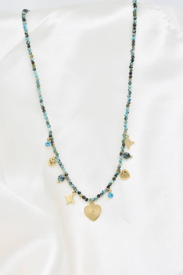 Collier pierre naturelle en acier inoxydable - BJ210218OR-VR