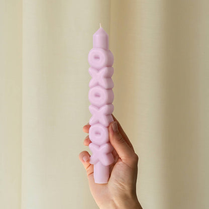 Bougie conique XOXOXO - Fait main - Bougies coniques 3D: Rose