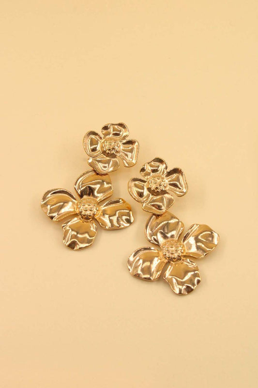 Boucles d'oreilles fleurs acier 100% inox: Doré / TU