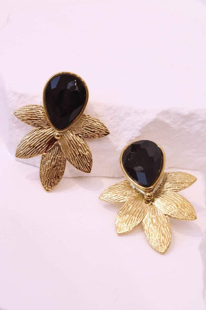 Boucles d'oreilles fleur pierre: Rose / TU