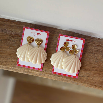 BOUCLES D'OREILLES COQUILLAGE : Forme trapèze écaille