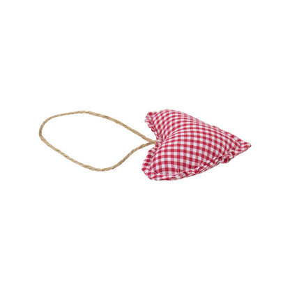 Pendentif cœur en coton rouge foncé 10 cm