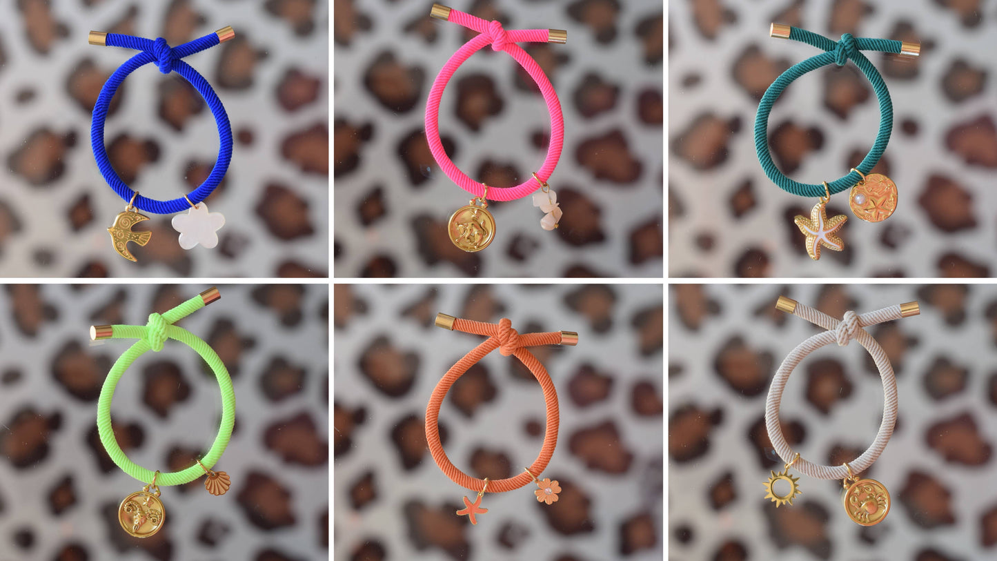ÉLASTIQUE CHEVEUX BIJOUX BRACELETS CHOUBI : Rose fluo