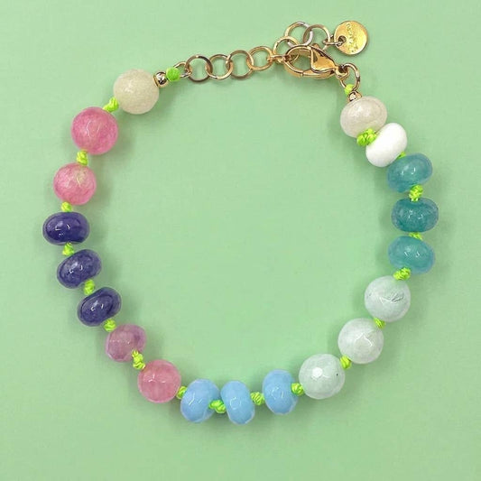 Bracelet perles candy facetées multicolores: Bleu