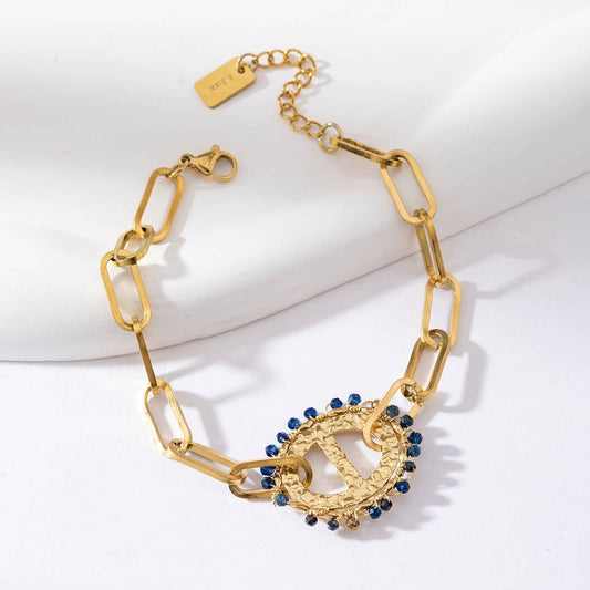 Bracelet chaîne simple avec un bijou ovale - Daphnée: Multicouleur / Tu [1]