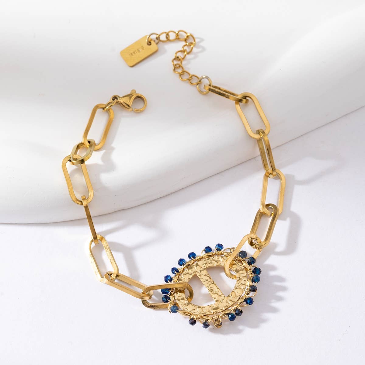 Bracelet chaîne simple avec un bijou ovale - Daphnée: Vert / Tu [1]