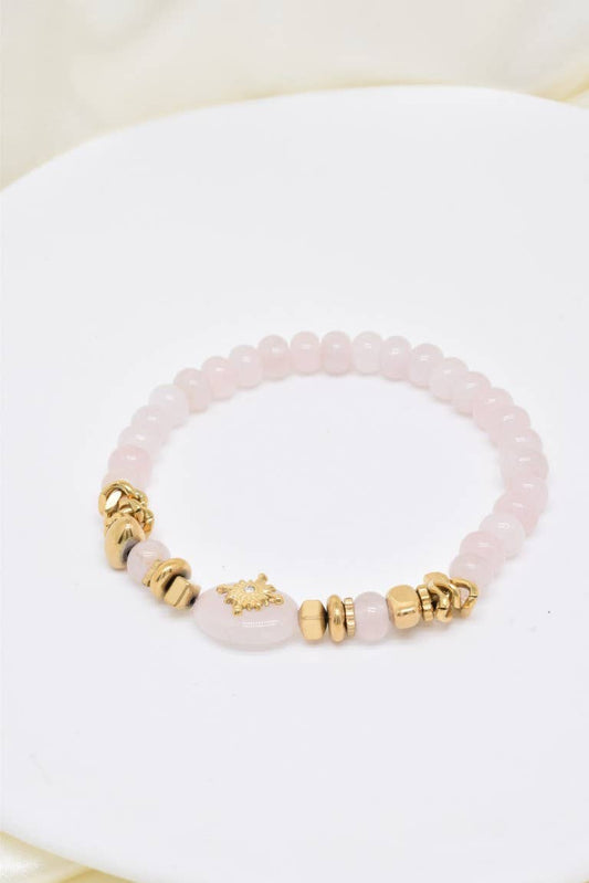 Bracelet pierre naturelle en acier inoxydable-BR110309OR-RO