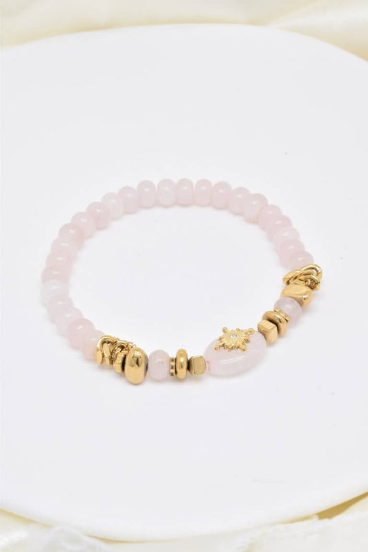 Bracelet pierre naturelle en acier inoxydable-BR110309OR-RO