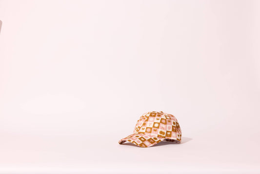 CASQUETTE COTON IMPRIMÉ DAMIER ROSE NICA