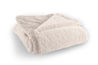 Plaid RUBY - imitation fourrure de lapin - 150x200 cm: Taupe