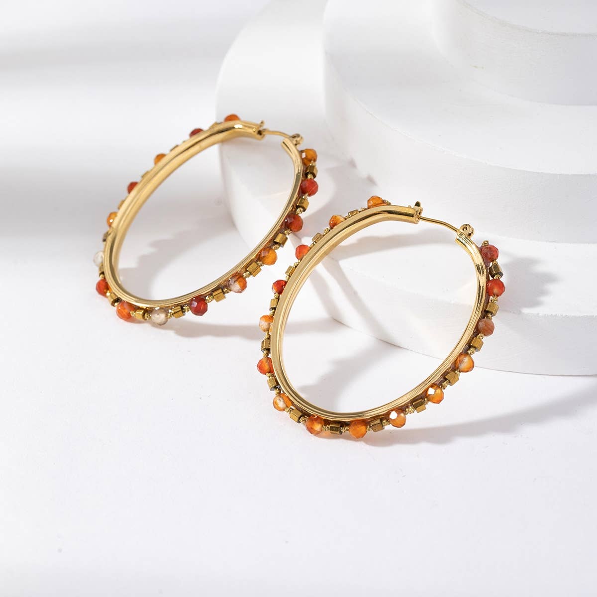 Boucles d'oreilles créoles - Amani: Turquoise africaine / Tu [1]