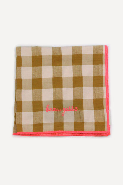 Serviettes de table à carreaux vichy et broderies: Mama