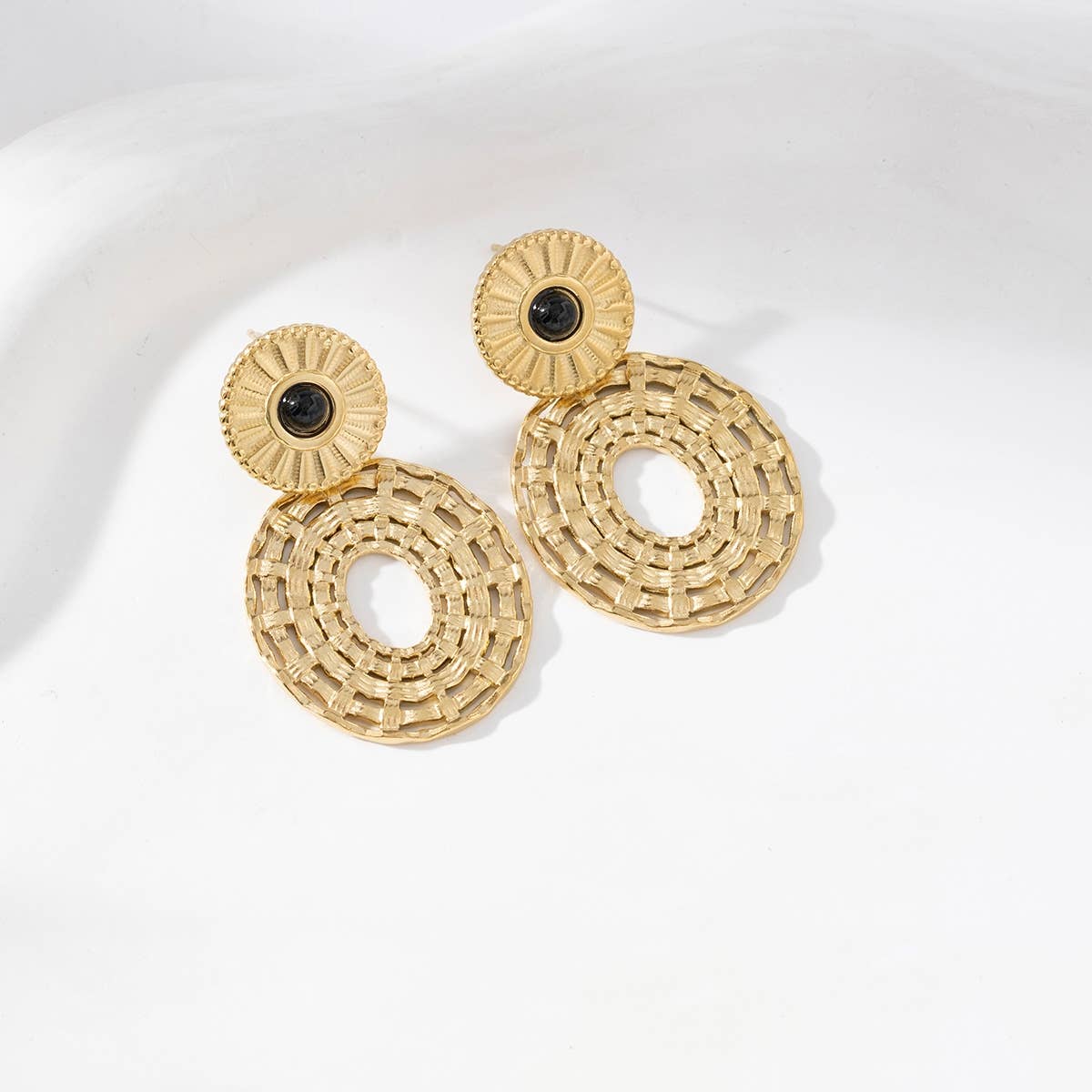 Boucles d'oreilles pendantes rondes - Coralie: Amazonite / Tu [1]