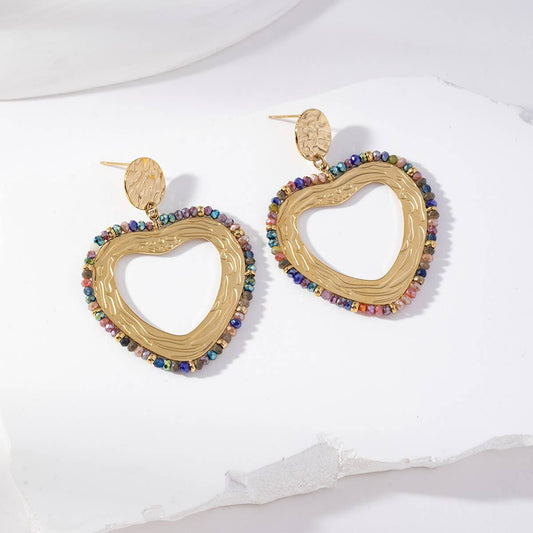 Boucles d'oreilles pendantes coeur - Nola: Multicouleur / Tu [1]