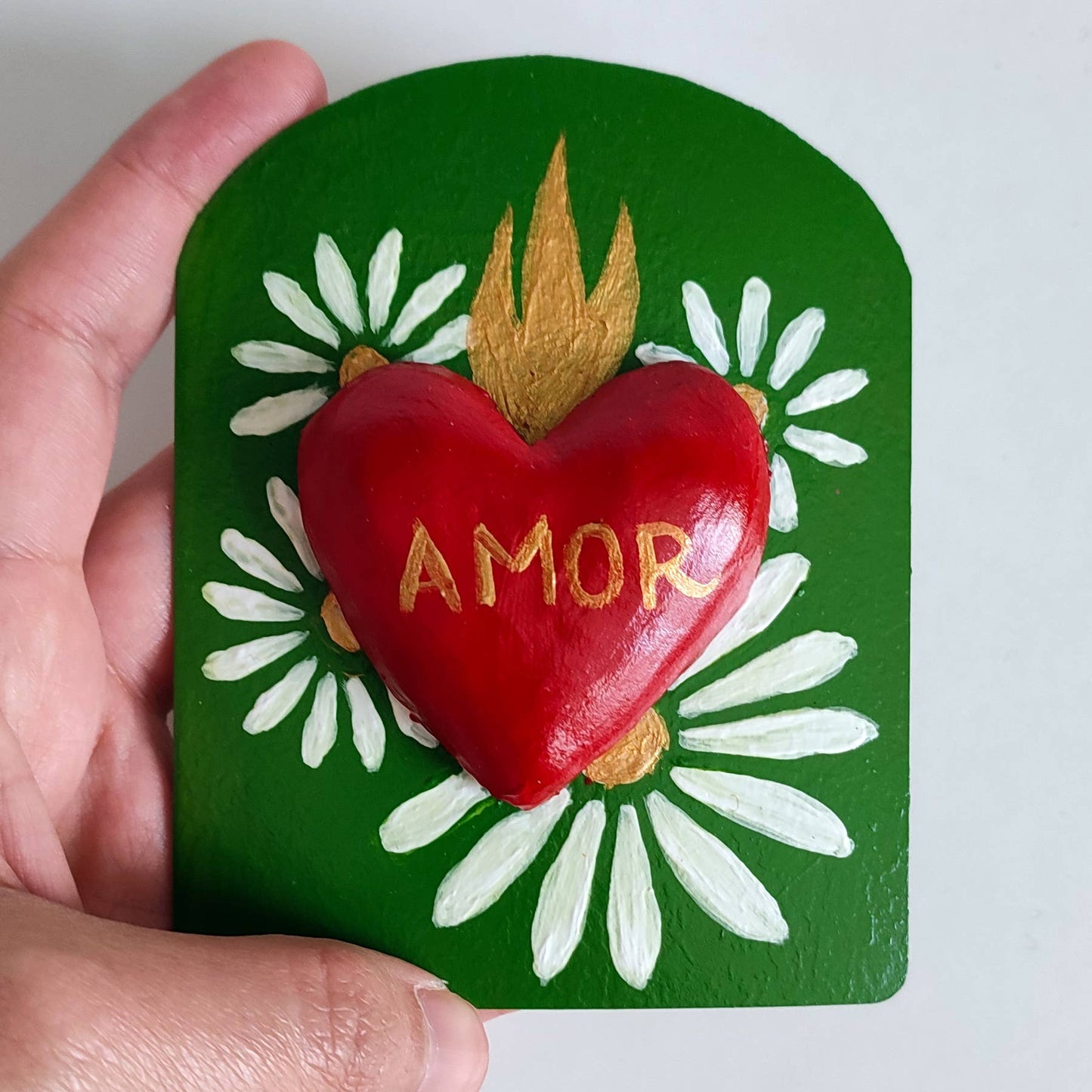 Retable, ex voto, milagrito mexicain, décoration murale, exvoto: Vert