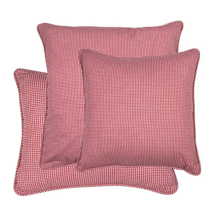 Coussin en coton à carreaux rouge foncé 45 x 45 cm