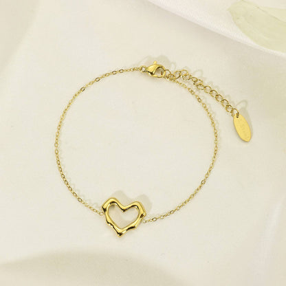 Bracelet cœur en acier inoxydable - BR210207: Doré