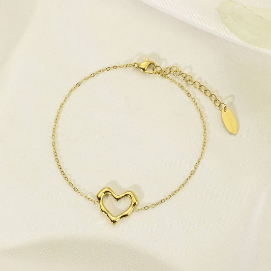 Bracelet cœur en acier inoxydable - BR210207: Doré