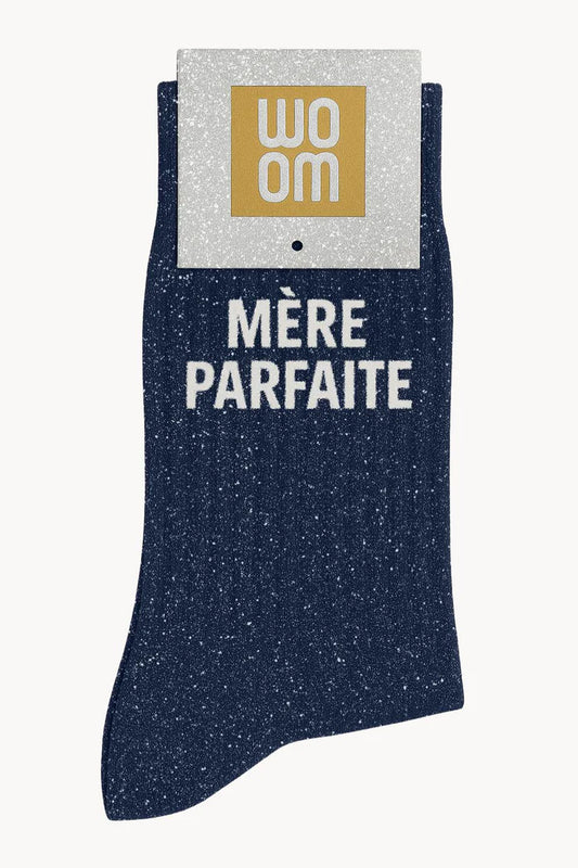Chaussettes à Paillettes "Mère Parfaite" Marine - Taille 36-40