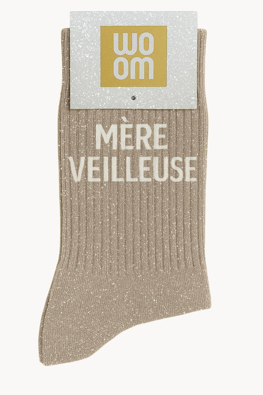 Chaussettes à Paillettes "Mère-Veilleuse" Beige - Taille 36-40