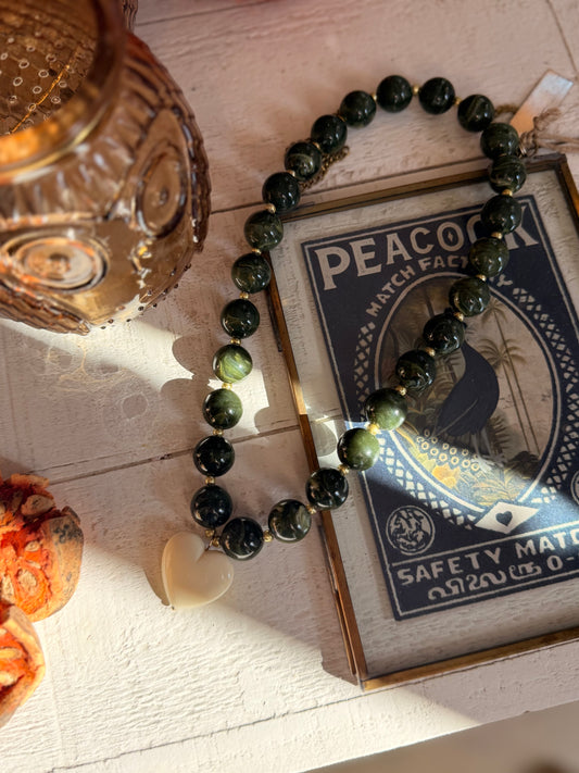 COLLIER ALMA - COLLIER PERLES RONDES / BOULES: Kaki