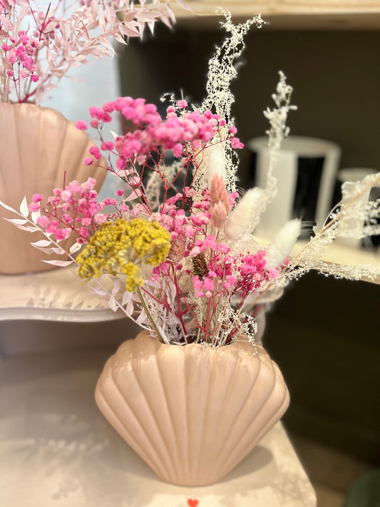 Vase coquillages, petit modèle avec Fleurs